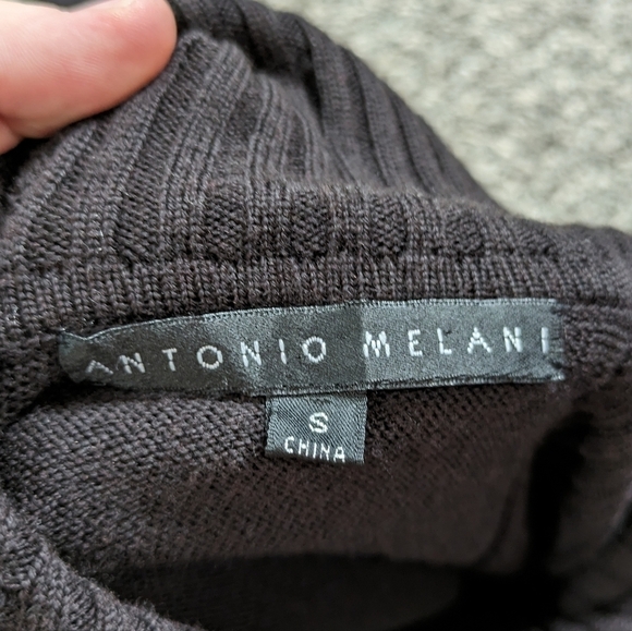 Antonio Melani dark brown/purple 100% wool 3/4 sleeve cowl neck dress S - Picture 6 of 8